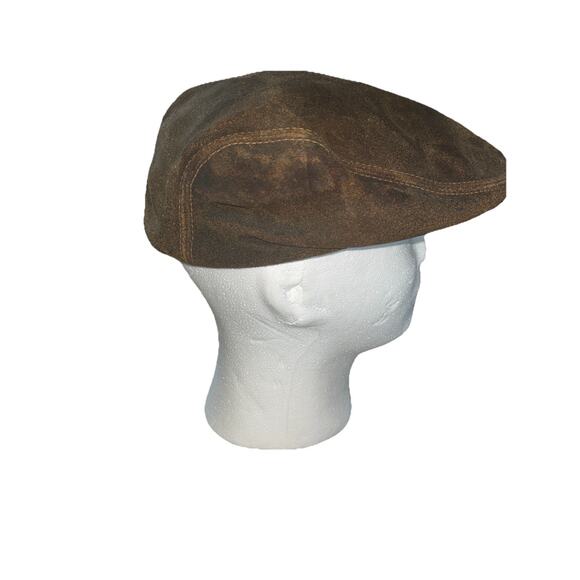 HENSCHEL HAT CO. CABBIE GOLF‎ PAPERBOY LEATHER HAT Sz. Large Vintage - Picture 1 of 9